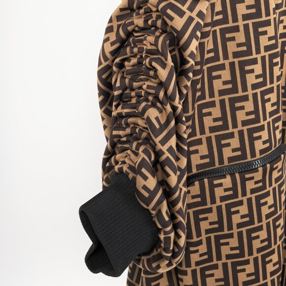 Fendi SS/19 "Mud & Dark Brown" FF-Motif Jersey Oversized Bomber Jacket - Picture 7 of 16